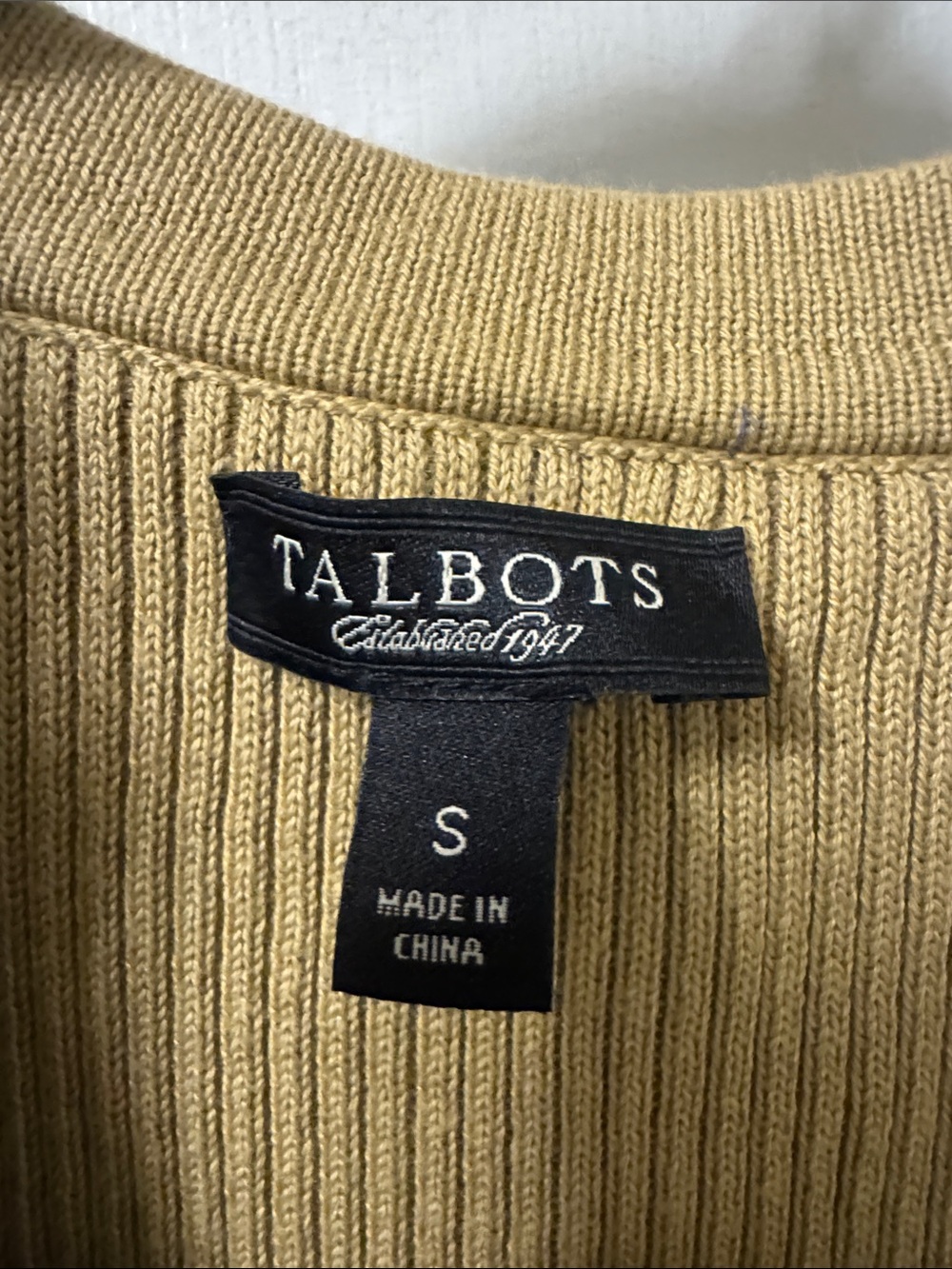 Talbots Ruffle-Trim Ribbed Cardigan in Mustard Yellow - Picture 2 of 5